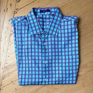 Alan Flusser Blue Casual Button Down Shirt